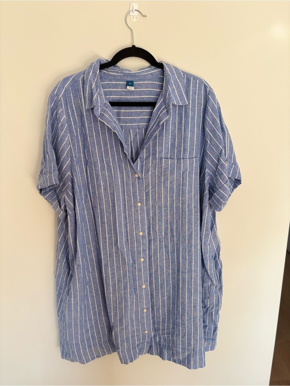 Old Navy Blue and White Mini Shirt Dress